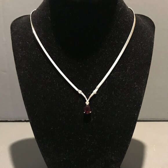 Vintage Necklace & Bracelet Nina Ricci AVON Silver Tone Clear & Red Rhinestones - Picture 2 of 7